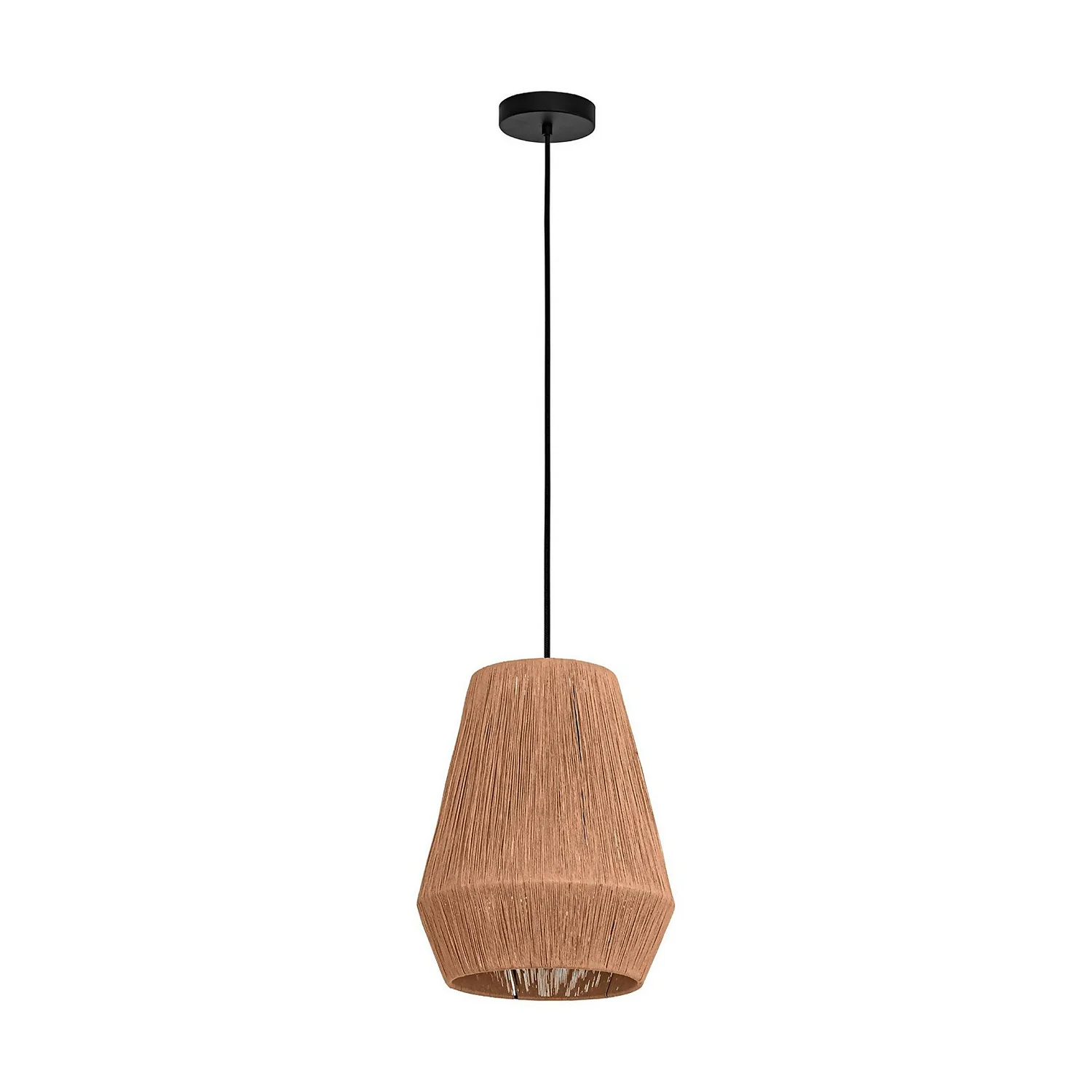 Eglo Alderney Pendant Ceiling Light - Black & Natural 4 Eglo Alderney Pendant Ceiling Light - Black & Natural - Image 2