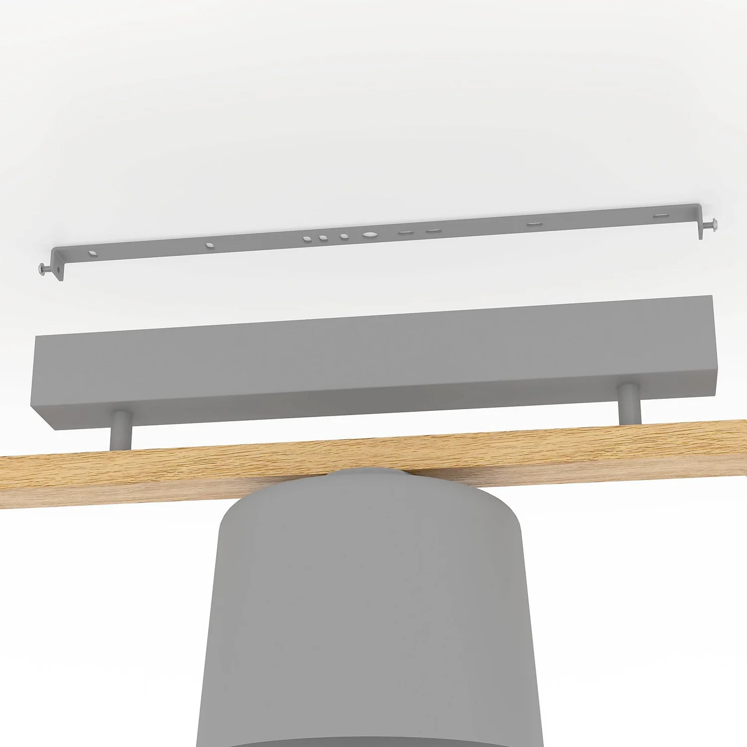 Eglo Mariel 3 Lamp Flush Ceiling Light - Grey & Wood 5 Eglo Mariel 3 Lamp Flush Ceiling Light - Grey & Wood - Image 3