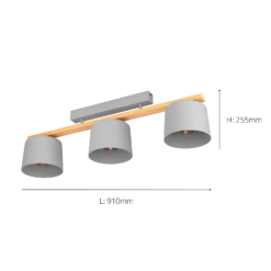 Eglo Mariel 3 Lamp Flush Ceiling Light - Grey & Wood 9 Eglo Mariel 3 Lamp Flush Ceiling Light - Grey & Wood -Luxe Light Shop 14302955 2805038224385332