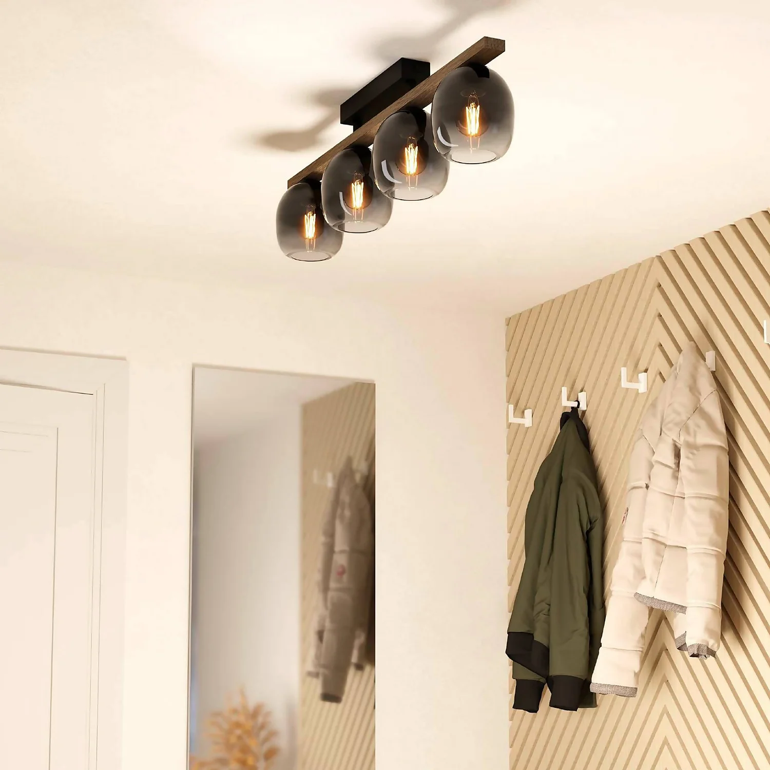 Eglo Filago 4 Lamp Flush Ceiling Light - Grey & Transparent 3 Eglo Filago 4 Lamp Flush Ceiling Light - Grey & Transparent