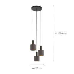 Eglo Concessa 1 3 Lamp Pendant Ceiling Light - Cappuccino & Gold -Luxe Light Shop 14302962 2135038224304077