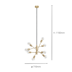 Eglo Gradoli 1 8 Lamp Pendant Ceiling Light - Brushed Brass -Luxe Light Shop 14302964 1085038223634270