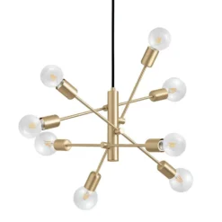 Eglo Gradoli 1 8 Lamp Pendant Ceiling Light - Brushed Brass -Luxe Light Shop 14302964 1245038223583981