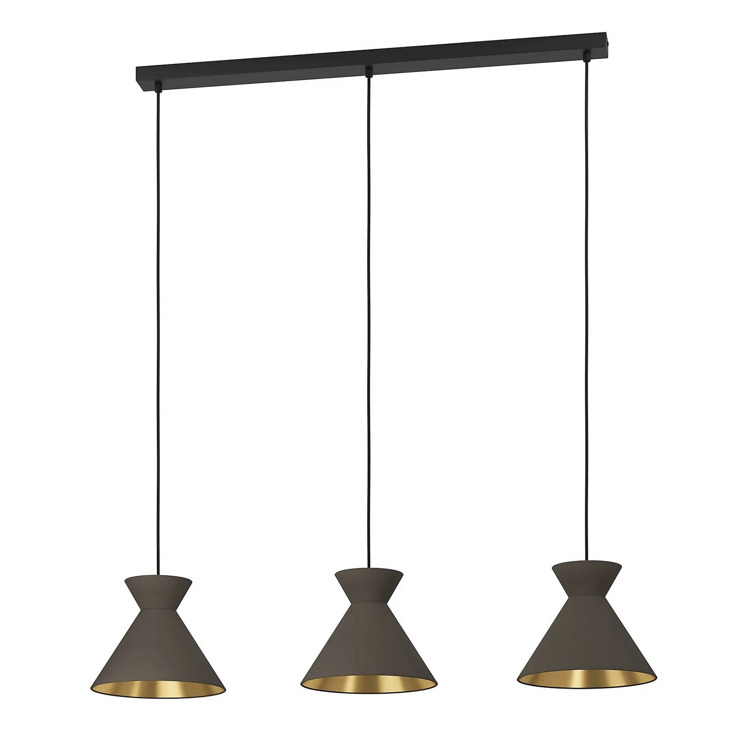 Eglo Nastasia 3 Lamp Pendant Diner Bar Light - Cappuccino & Brass 4 Eglo Nastasia 3 Lamp Pendant Diner Bar Light - Cappuccino & Brass - Image 2