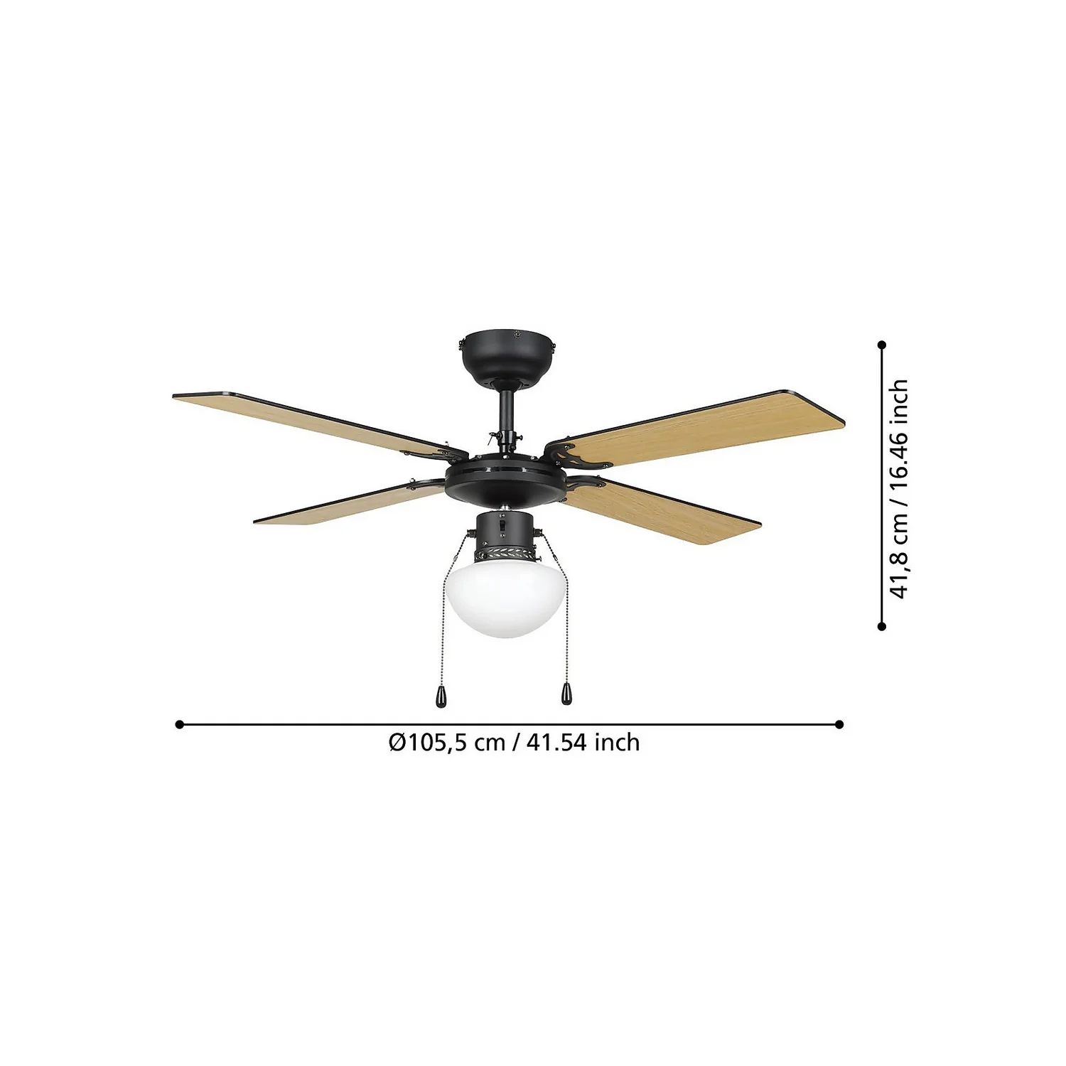 Eglo Fortaleza Ceiling Fan With Light - Matt Black & Wood 7 Eglo Fortaleza Ceiling Fan With Light - Matt Black & Wood - Image 5
