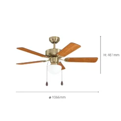 Eglo Cadiz Ceiling Fan With Light - Aged Brass & Wood -Luxe Light Shop 14742121 1455052700419252