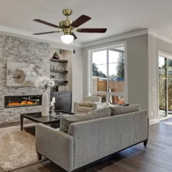 Eglo Cadiz Ceiling Fan With Light - Aged Brass & Wood -Luxe Light Shop 14742121 7655052700454133